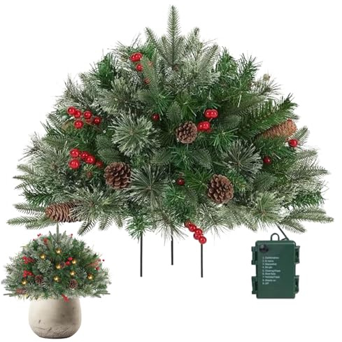 Qukoielly Holiday Planter Filler - Light up Planter Filler with Tripod Stake - Holiday Decoration for Family Gatherings Garden Flower Beds Porch