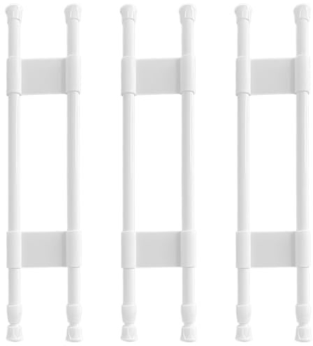 Packool 3 Pack Double RV Refrigerator Bars, Adjustable Dual Refrigerator Bar Dividers, Spring Tension Rods with Rubber Tips, PVC Shelf Organizers for RV Fridge Cabinet, 40-70 cm (15.8-27.6 in)