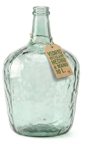 Viste-lo Garrafa Vidrio Reciclado Transparente Decoración Vintage Botella Cristal Damajuana Grande Sin Tapón Para Agua Vino Licor Manualidades Eventos Rústicos Ambientación Hogar Oficina (10L)