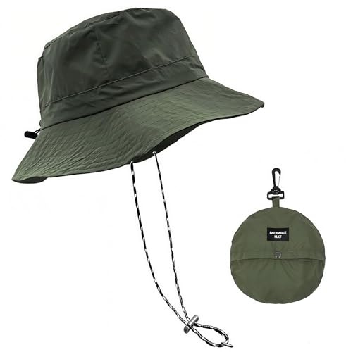 Kokoie Fischerhut mit Kinnriemen, Verstellbare Sonnenhut Damen Herren, Schnell Trocknender Packbarer Wanderhut Anglerhut für Outdoor-Angeln Gartenarbeit Strand