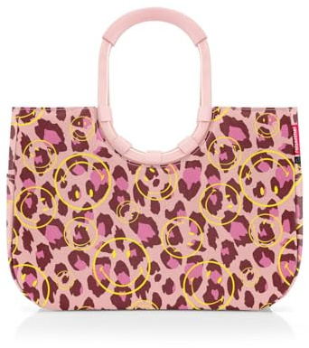 reisenthel loopshopper L smiley leo blush – Stabile Tasche mit praktischen Fächern aus recycelten PET-Flaschen – Charmantes und wasserabweisendes Design