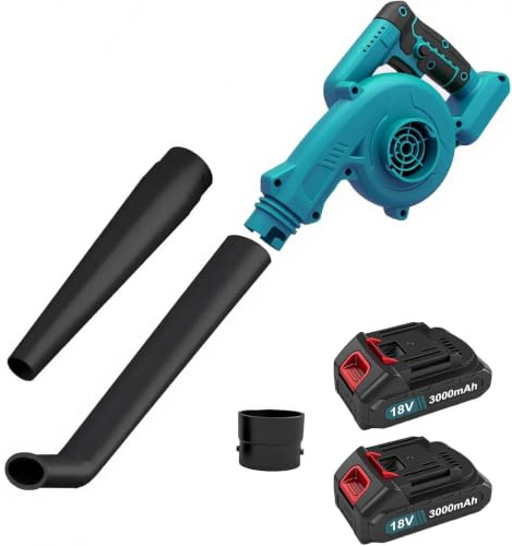 Souffleur à Feuilles sans Fil 18V - 2 Batteries 3000mAh & Chargeur, Souffleur/Aspirateur 2-en-1, Vitesse 16000RPM, Léger et Polyvalent pour Nettoyage Jardin, Voiture et Atelier