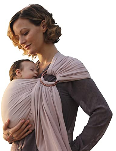 Nalakai Luxury Ring Sling Baby Carrier – Extra-Soft Bamboo and Linen Fabric - Lightweight wrap - for Newborns, Infants and Toddlers - Perfect Baby Shower Gift - Nursing Cover (Warm Sand)