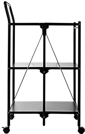 Premier Housewares Folding Kitchen Trolley, Plastic/Powder Coated Metal, Black