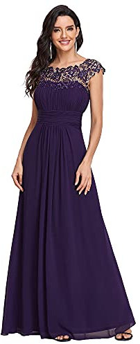 Ever-Pretty Robe de Soirée Demoiselle d'honneur Longue Femme 40 Violet Foncé