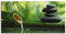 ARTLAND Wanddeko Leinwand Bilder Wandbild 40x20 cm Wellness Zen Stein Fotografie Grün Bambusbrunnen und Zen-Stein S5YF