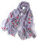Pluto & Fox Damen Foulard bestickt mit Blumen Seidenschal Elegantes Retro-Design Schal Halsstola (Grau)