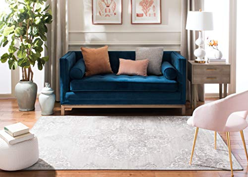 Safavieh Übergangs Teppich für Wohnzimmer, Esszimmer, Schlafzimmer-Brentwood Collection, Kurzer Flor, Grau und Elfenbein, 160 X 229 cm, Polypropylen (PP)