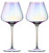 Lot de 2 verres à vin rouge en cristal sans plomb 650 ml Grand bol Verre à long pied Pour dégustation de vin, cadeaux d'anniversaire, d'anniversaire ou de mariage irisés