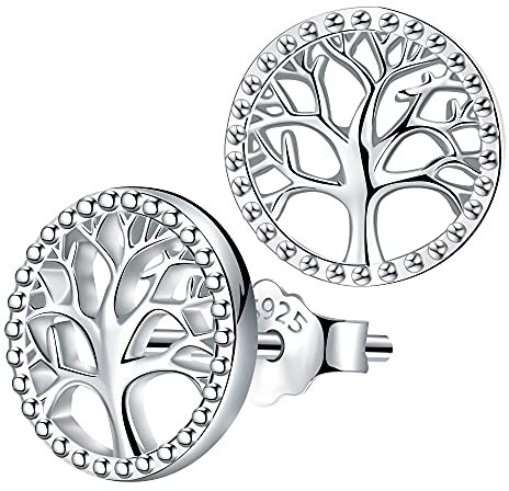 Lydreewam Lebensbaum Ohrringe für Damen 925 Sterling Silber Ohrstecker mit Geschenkbox für Weihnachten Geburtstag Muttertag, Durchmesser 10mm