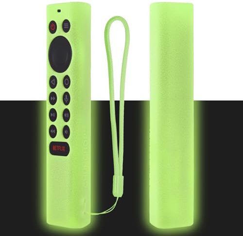 Custodia protettiva remota in silicone per NVIDIA Shield TV Pro/4K HDR Remote Controller Custodia remota anti-smarrimento lavabile con cordino (Bagliore al buio, verde)