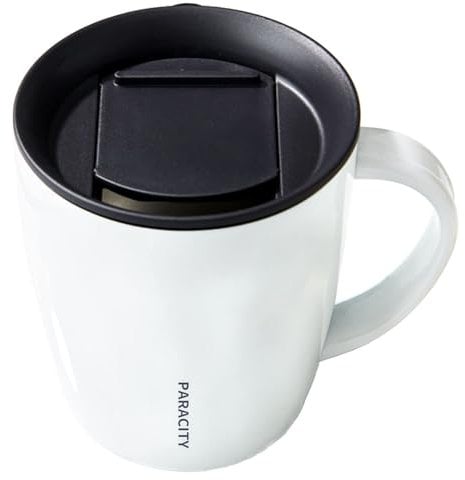 PARACITY Tasse à café isolée en acier inoxydable avec couvercle à double paroi, tasse de voyage pour hommes et femmes 350 ml (blanc)