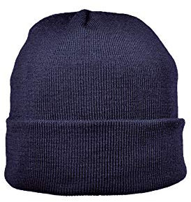 Breiter Strickmütze XXL für größere Köpfe, Wintermütze, Beanie aus Merinowolle, Marine, XXL