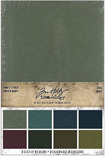 Tim Holtz Kraft-Stock Stack Craft and Hobby, Cool, 8 Colors/3 Each 24, (TH94110)