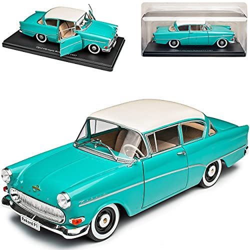 Agostini Opel Olympia Rekord P1 Blau mit Weissem Dach 1957-1960 Mit Sockel 1/24 Modell Auto Modellcarsonline Modell Auto