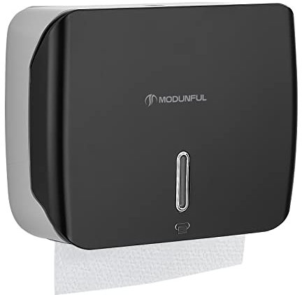 modunful Papierhandtuchspender Wandmontage, Handtuchspender für Papierhandtücher Ohne Bohren, M/V/Z-Fold Papierhandtücher Spender, Papierspender Wasserdicht für Bad Büro Küche, Schwarz
