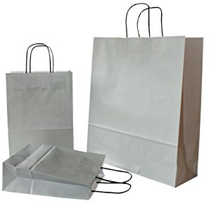 PGV Papiertragetaschen mit Kordel GRAU - Verschiedene Größen und Mengen (100 Stück, 23 + 11 x 29 cm)