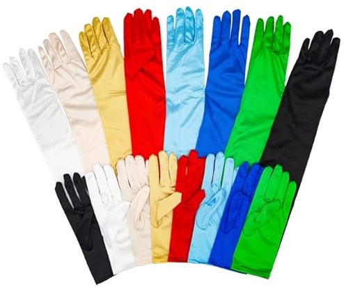 Barielle Satin Handschuhe Paar Brauthandschuhe Hochzeit Fasching, Weiß, Kurz