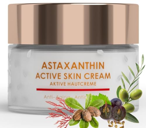 Green idea - Astaxantina Crema Viso - Crema idratante viso pelle mista - combatte i radicali liberi - Crema viso antirughe - con olio di rosa canina, burro di karitè, pantenolo 50 ml | Antiossidante, Idratante Giorno e Notte, Per Pelle Matura Secca e Sensibile, Con Rosa Canina Karité Pantenolo, Vitamina E