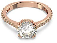 Swarovski Constella anello cocktail, taglio principessa, pavé, bianco, finitura oro rosa, US 6/EU 52, Zirconia cubica, Zirconia cubica
