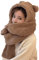 Damen Kawaii Bear Ear Beanie Mütze Schal 2 in 1 - Niedlich Winter Warm Sherpa Verdicken Fleece Fuzzy Japanische Flauschige Strickmütze Kappe, Kaffee, 7-7 1/8