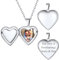 FindChic Herz Medaillon zum Öffnen Damen Personalisierte Herzkette für Bilder Silber Memorial Schmuck Kupfer Locket Amulett mit 51cm Kette