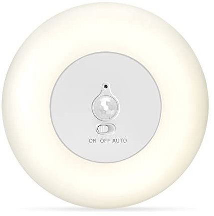 HYTINO LED Deckenleuchte Batterie mit Bewegungsmelder, 180LM 4000K Deckenlampe mit Batterie Kabellos,Schrank LED Beleuchtung mit Batterie Ø15 für Garderobe, Dunkle Ecken,Loft, 1 Stück