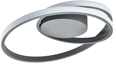 Happy Homewares Modern Designer Single Looping Strip Semi-Flush Energy Saving LED Ceiling Light Fixture in Matt Grey Sand | 19w = 75w | 3000k Warm White | 1100 Lumens | IP20 Rated