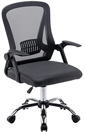 Panana Office Chair Mesh Back Ergonomic Desk Chair with Flip-up Armrest Executive Swivel Computer Chair (Dark Grey)