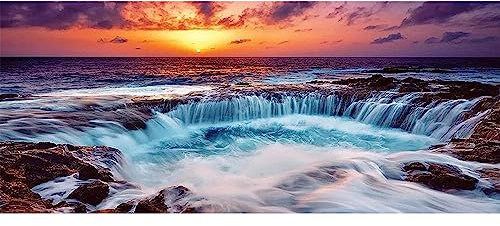 SHEGZHUC Pintura Diamantes Grande Paisaje Cascada 110 x 50 cm Puzzle de Diamantes Grandes Cascada Pintar con Diamantes de Atardecer Pintura de Diamantes del Mar Diamond Painting Paisajes Grandes