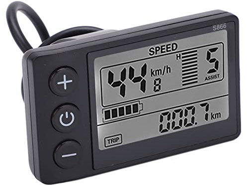 KIMISS Elektrisches Fahrrad-Display, E-Bike-Display,5-Poliger, Elektrisches Fahrrad, S866, LCD-Display, Messgerät, 24 V, 36 V, 48 V, Bedienfeld mit Wasserdichtem Stecker
