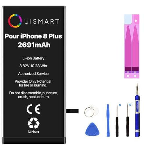 OuiSmart® Batterie DE Remplacement pour IPHONE 8 Plus avec ADHESIF 2716MAH FBC