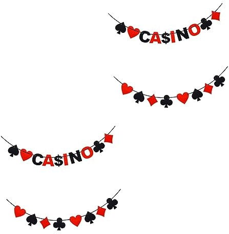 ibasenice Rot 4 Stück Herz-Dekor -Party-Banner -Spiel-Banner -Party-Hängebanner -Poker-Party-Girlande -Thema Geburtstagsbanner Dekorationen Wimpel Kranz Partydekoration