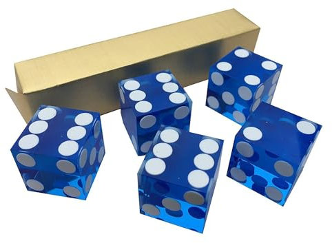 POKER CHIP SHOP 5 x perfekte 19 mm Präzisions-Casino-Würfel/Craps (blau) 5reddice