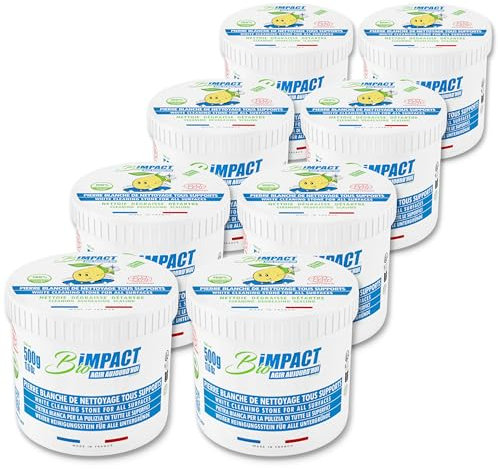 8 pietre di argilla bianca, da 500 g, con spugna inclusa, detergente per la casa certificato ECOCERT, prodotto in Francia