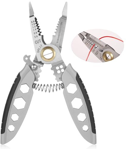 18,5cm Multiusos Pelacables, 4 en 1 Herramientas Pelacables Profesional Alicates Pelacables Corta y Pelacables para Cortar Pelar Engarzar Cortar