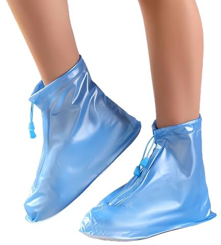 Docache Copri Scarpe Per Pioggia, Copriscarpe Impermeabili, Riutilizzabili, Con Cerniera, Antiscivolo, Galosce Per Donne, Uomini e Bambini (Blu, (M) 38-39)
