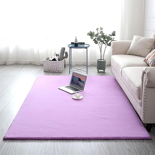 GueTTO Teppich Wohnzimmer Kunstfell Plüsch Hochflor Shaggy Weich Waschbar, Superweiche Kaninchen-Kunstpelzteppiche,Lila,120x160 cm