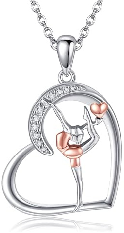 Sterling Silber S925 Ballett/Geiger/Gymnastik/Tennisspieler/Laufende Halskette Musik Schmuck Geschenke für Frauen Mädchen