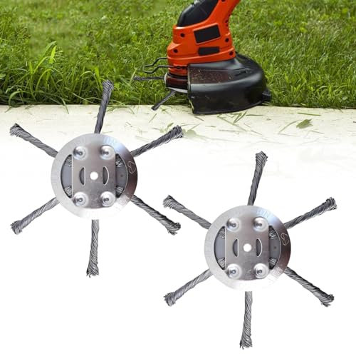 Grasschneidekopf aus Stahldraht,2 Stück Trimmerkopf,Unkrautbürste für Rasentrimmer,Rasentrimmer Fräskopf,5 mm Lochdurchmesser,Rasenmäher-Zubehör für die Entfernung von Moos und Unkraut im Gartenrasen