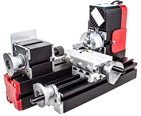Mini machine de tour, 12 V, fraiseuse de haute précision pour le traitement de pièces de précision – Machine de tour miniature en métal multifonction avec vitesse variable 20 000 tr/min