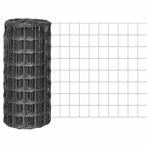 Sufrk Euro-Zaun aus Stahl, 25 x 0,8 m, grau, Netz für Zäune – verzinkt, kunststoffbeschichtet, starr geschweißt – Gartenzaun aus Metall