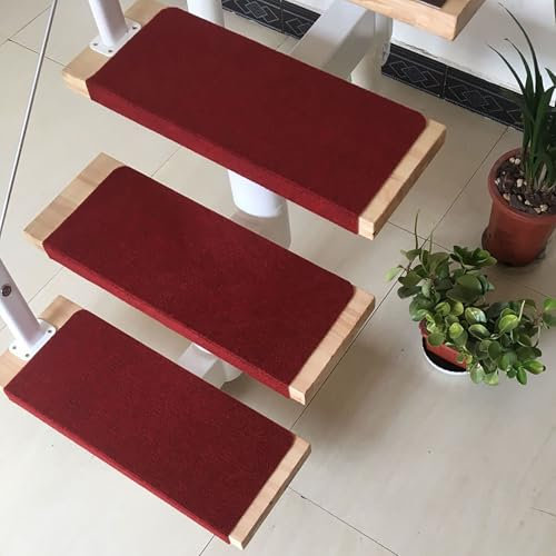 XRRJFYH Teppich Treppenstufen Matten Frei Zuschneidbar Stufenmatten Innen 15 Stück Treppenteppich Reppen Teppichstufen Treppenstufen(Red,22x65cm/8.7x25.6in)