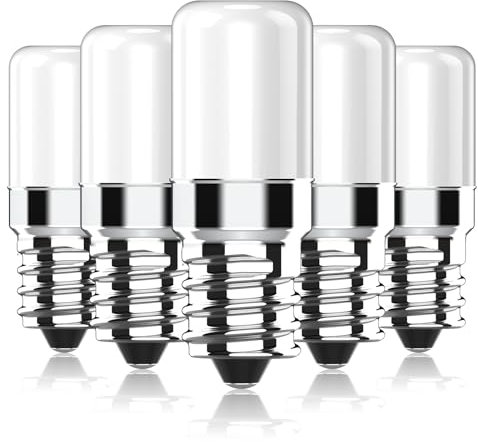 RuLEDne Lampada LED per frigorifero,2 W per lampade alogene da 15 W 20 W 25 W, bianco freddo 6000K, lampada per frigorifero 170 lm, non dimmerabile AC 230 V, 2 pezzi (E14-2835-4 5PCS 6000k)