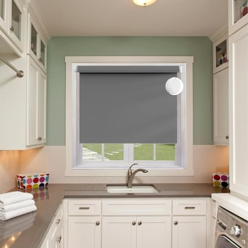 Tenda oscurante a rullo, 95 x 140 cm, senza fori, per finestre e porte, colore grigio scuro
