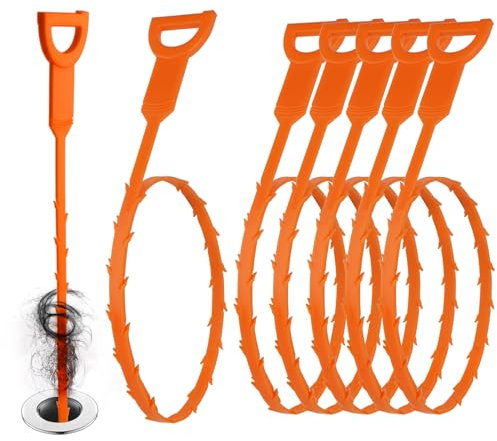 6 Stück Abflussreiniger Spirale 25Inch/64cm Abflussspirale Keine Verstopfung Abflussreiniger Sticks Wiederverwendbar Drain Snake Drain Declogger für Den Abfluss in Küche und Dusche