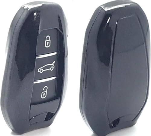 Nordecco Gloss Key Case Fits Jeep Avenger 2022 2023 2024 OPEL CORSA F ASTRA L VI 70 plate Corsa 3 Buttons Keyless Remote Fob (Black)
