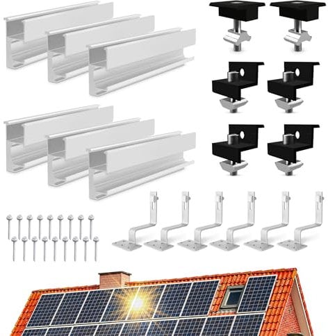 ANFIL Kit de Montage Solaire pour Toit en Tuiles - Crochet Étendu, Support en Aluminium pour Panneaux Solaires Épais de 30 à 35 mm