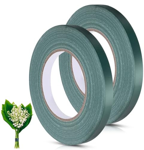 Floral Tape, 2 Rolls 1/2 Wide Green Floral Tape for Fresh Flowers Waterproof Flower Tape Florist Supplies for Wedding Bouquets, Flower Arrangements, Corsages, DIY Crafts Decorations (100Ft/33.4 Yd)