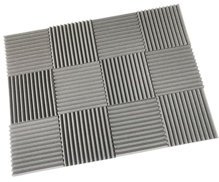 Schallschutzdecke, Akustikplatten für Fenster und Türen, Geräuschreduzierung, Dämmung, Schaumstoffplatte für Heimkino, 12 Stück (Schwarz/Silber)